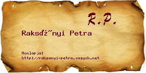 Raksányi Petra névjegykártya